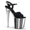 Pleaser - FLAMINGO809 Sandale à bride à la cheville, Pole dance chaussures - Chaussures de pole dance - Noir/Couleur chrome Product image